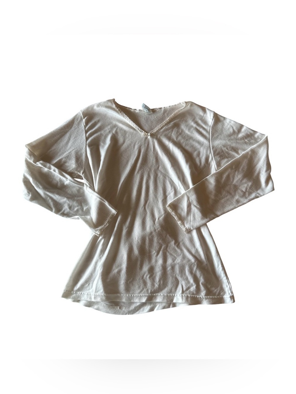 Classic Women's V-Neck Long Sleeve Top - White